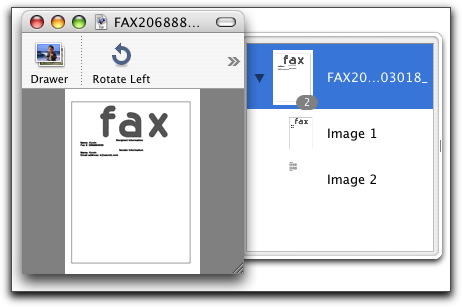 viewing a fax with Preview in MacOS X